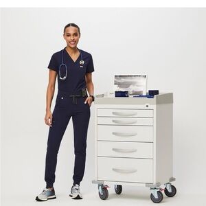 Figs Zamora joggers and Caterina one pocket top (Navy Blue)